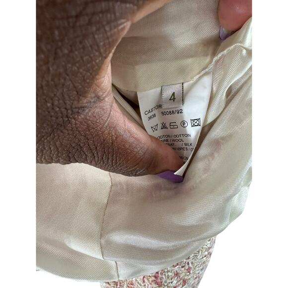 Bernard Zins Blazer Pink Tweed Twee‎ Office Work Career Business Size 4 - Picture 2 of 13